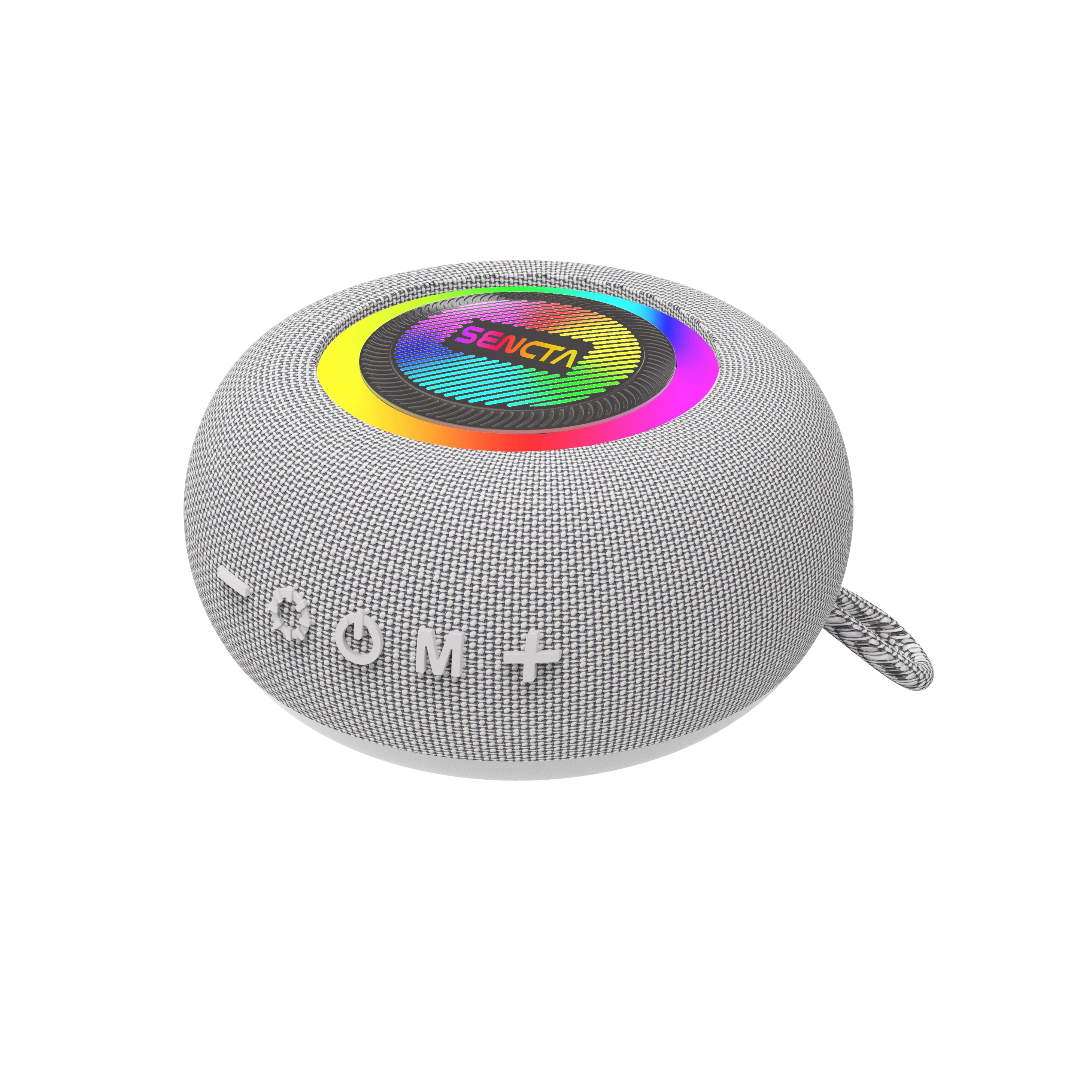 Mini Wireless Speaker Portable IPX5 Waterproof RGB LED Flashing Light Battery-Powered TWS Microphone Fabric Design Outdoor Use