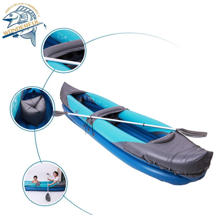 High Quality White Water 2 Person Dropstitch Inflatable Kayak With Aluminum Oars