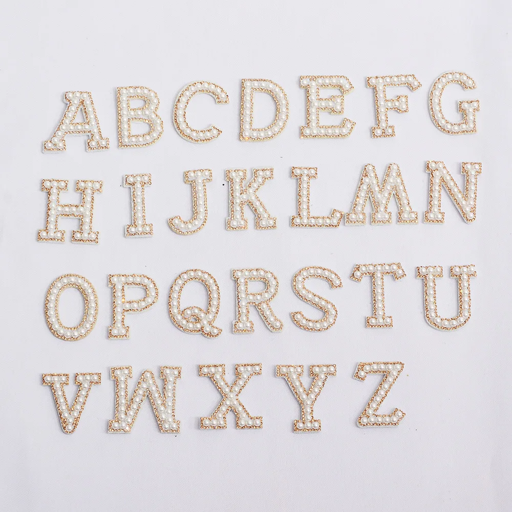 Изготовленный на заказ, с вышивкой, с изображением букв алфавита блестящие буквы Патч горный хрусталь набор A-Z 26 букв вышитые патчи