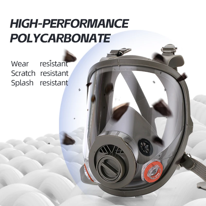 Full-Faced Respirator Gas Mask 6800 with Double Filter Element Replaceable Breathing Device for Industrial Use