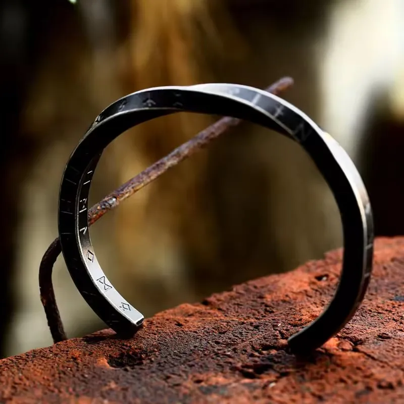 2024 New Style Titanium Steel Runes Amulets Bracelet Bangle Wristband Cuff Bracelets For Men Fashion Jewelry