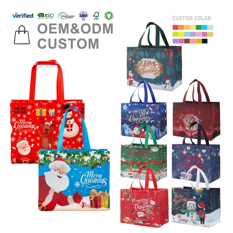 Custom Christmas Grocery Gift Bag Handmade Cheap Plain Promotional Pp Non Woven Tote Bag For Supermarket
