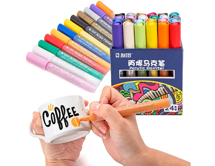  Acrylic Marker for Graffiti art Permanent Paint Maker students can be painting on canvas glass plastics cloth