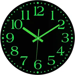 Personalized Creative Fluorescence Numerals MDF Wall Clock With Luminous Handle Black Wood Custom Wall Clock Decoration Gift