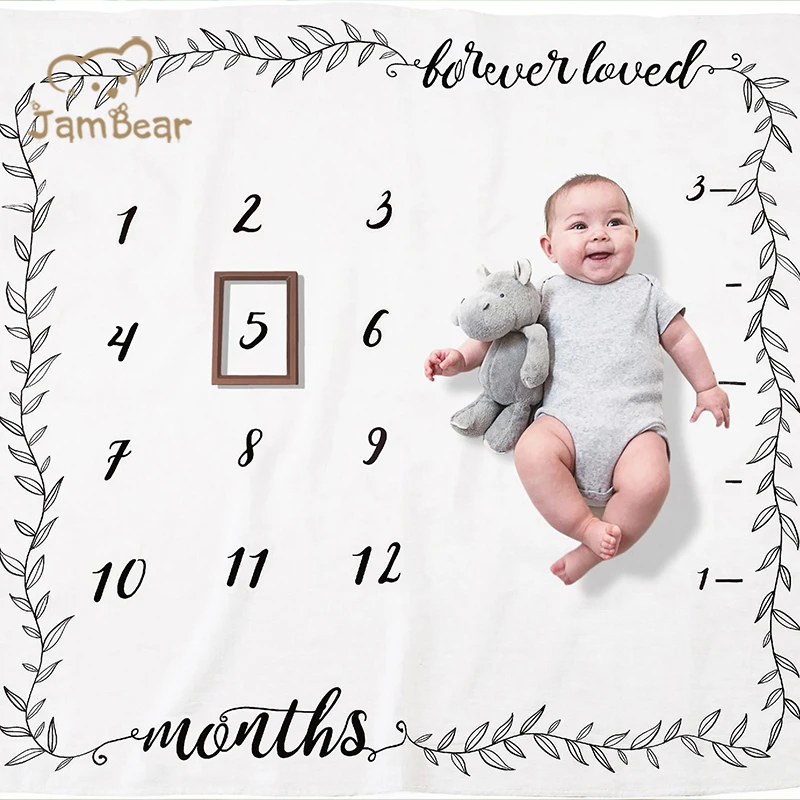 baby milestone blanket organic bamboo viscose swaddle 100% bamboo infant swaddle wrap Printed baby monthly milestone blanket