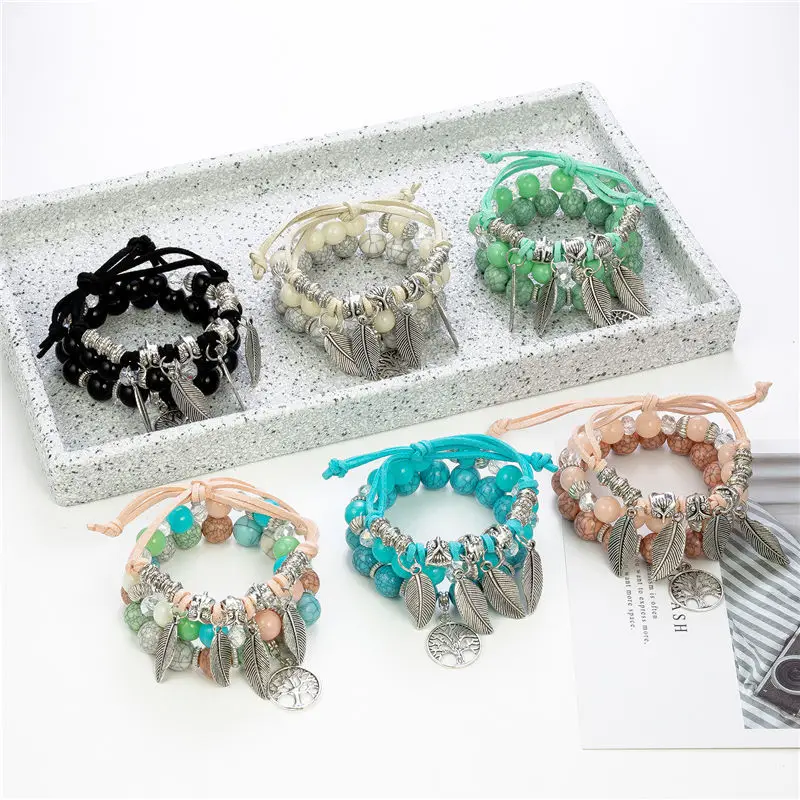 2022 European and American Style Multi-Layered Bracelet with Owl and Cat Charms - Trendy Streetwear