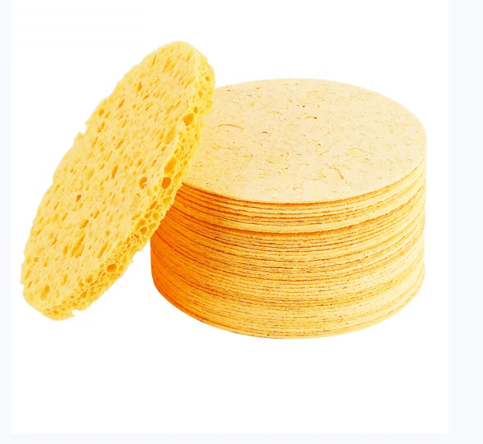 Compressed Natural Facial Sponges cellulose Round Soft Face Exfoliator Cleansing Sponge Reusable Cosmetic Sponge Makeup Removal