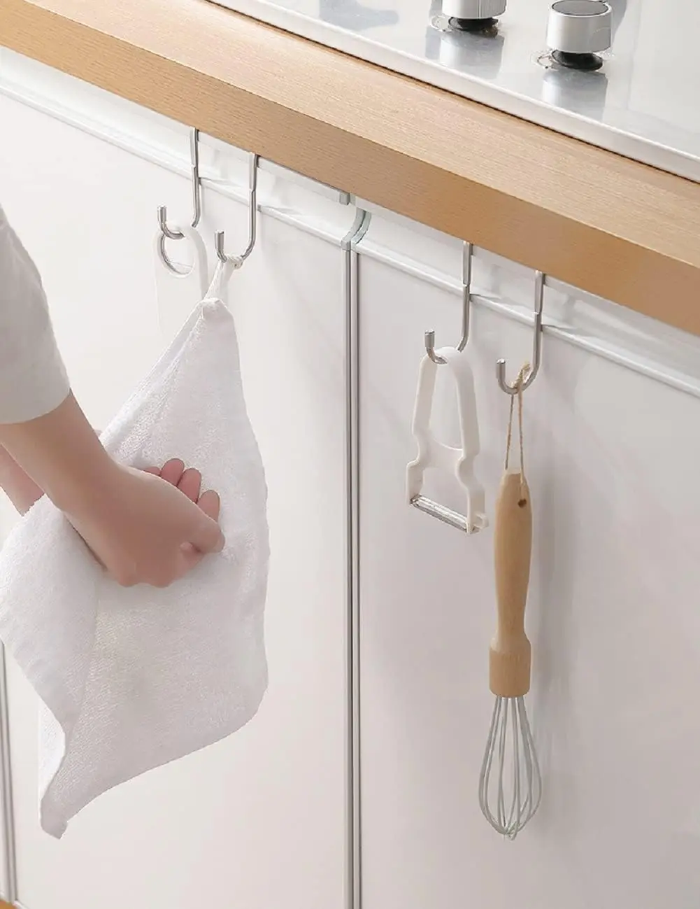 Factory  Over-The-Door Heavy-Duty 304 Stainless Steel Double S-Shaped Hook Holder Hanger Metal Free Punching Door Bracket