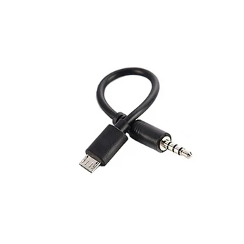 15CM Micro USB Male to 3.5mm 4 pole Mono Male Stereo AUX Audio Headphone Jack Adapter Cable