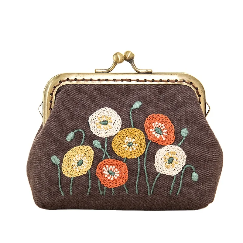 DIY Handmade Embroidery Coin Purse Kits for Adults Kids Beginners