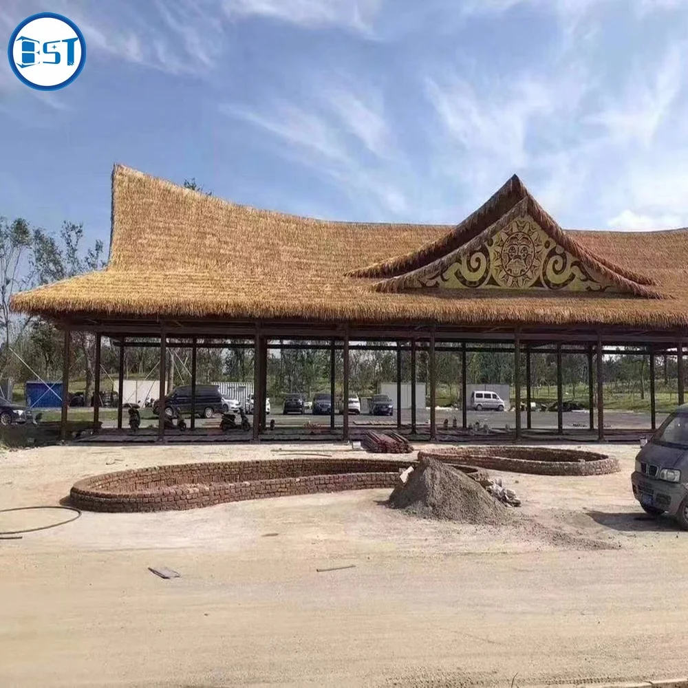 Factory directly Eco-friendly Fireproof Thatch Roof Synthetic Roofing Tile Artificial Plastic Palm Leaf