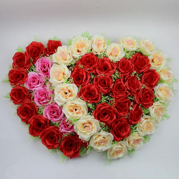 Silk heart shape artificial flowers emulation rose flower decoration for wedding home Christmas festival decoration