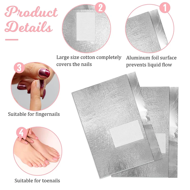 Private Label Soak Off Foils Cotton Pads Nail Polish Remover Gel Nail Foil Aluminium Wraps