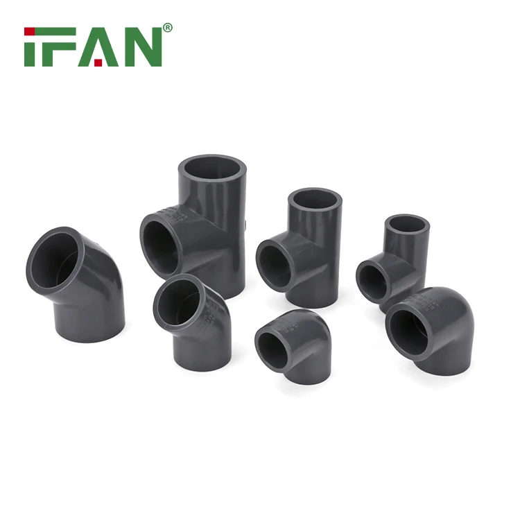 IFANPlus Factory Price UPVC Nominal Water Pressure PN16 Pipes And Fittings GB UPVC PVC Fittings Dark Grey UPVC Pipe Fitting