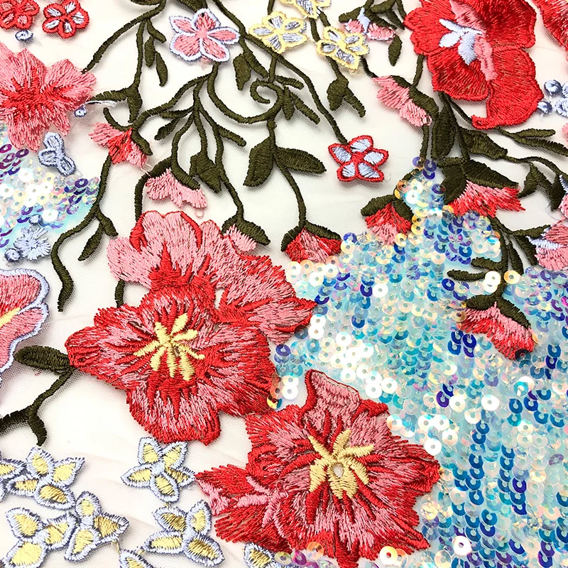 Factory wholesale 2021 new wear-resistant lace embroidery temperament cheongsam dress sequin fabric clothing material