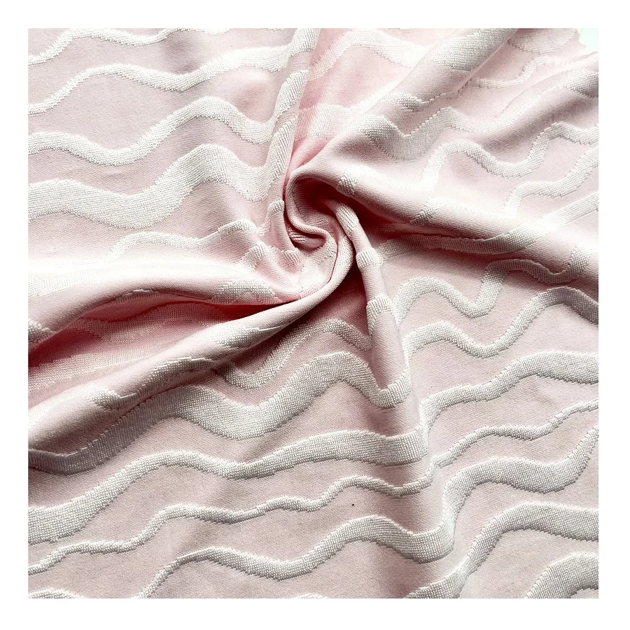 XA3289-TR recycled textured knitted wave stripe custom swimwear bikini fabric wholesale eco-friendly elastic 4 way stretched