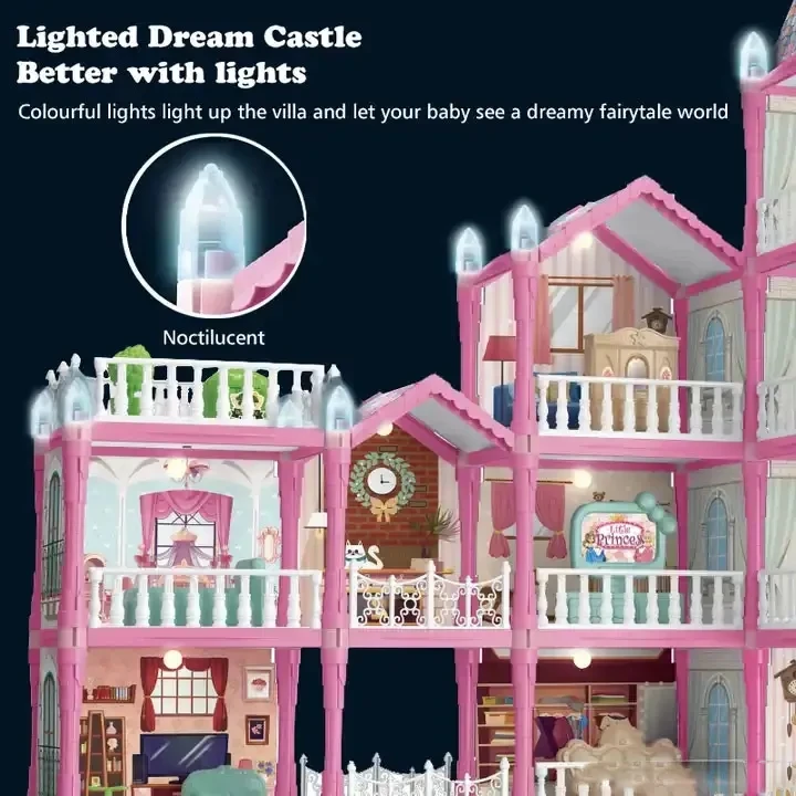 Girls Pretend Play Preschool Furniture Toy Plastic Doll House Miniature Doll House Kit