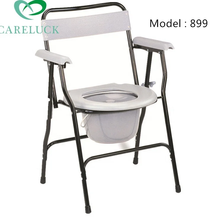 Portable folding portable steel commode chair stainless small steel folding bedside commode seat toilet chair for adults