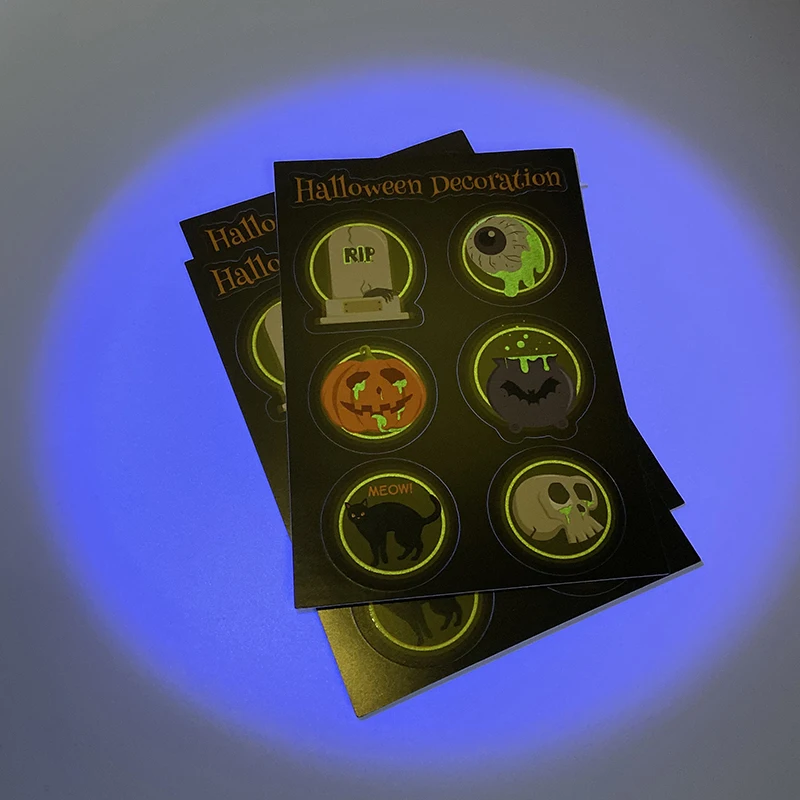 OEM Printing Shiny Fluorescent Custom Night Glowing In Dark Sticker