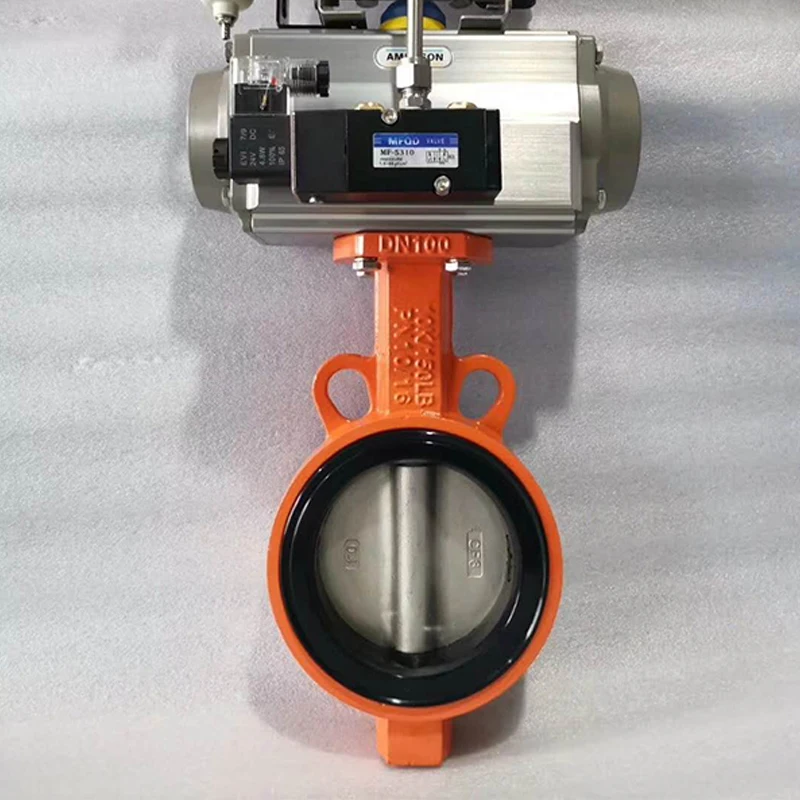 D671F Butterfly Valve Wafer Type Pneumatic Actuator PFA Lining Butterfly Valve