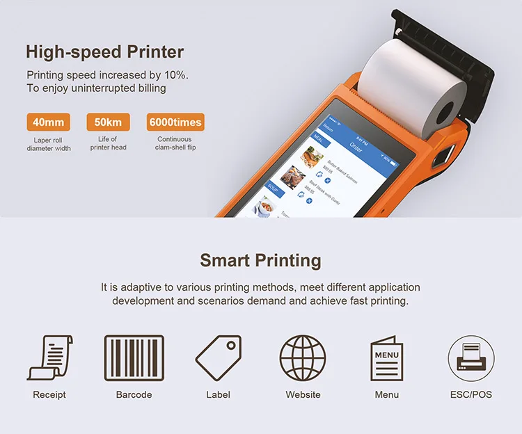 Telpo Portable handheld Android mobile nfc pos terminal with thermal printer For Lotto Lottery Tickets
