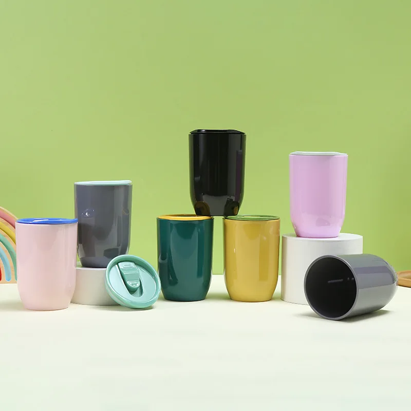 BIOCROiRE Summer BPA Free Plastic Reusable 350ml Colorful Egg Mugs U-shape Water Mini Drinking Cup Office Portable Tumbler