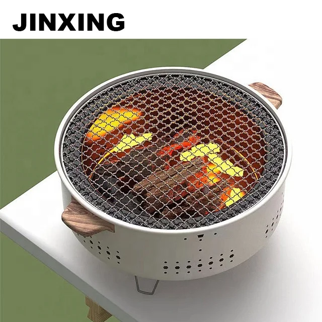 Charcoal BBQ Grill Portable Camping Stove Mini Portable Charcoal BBQ Oven for Outdoor Camping Garden Tea Cooking