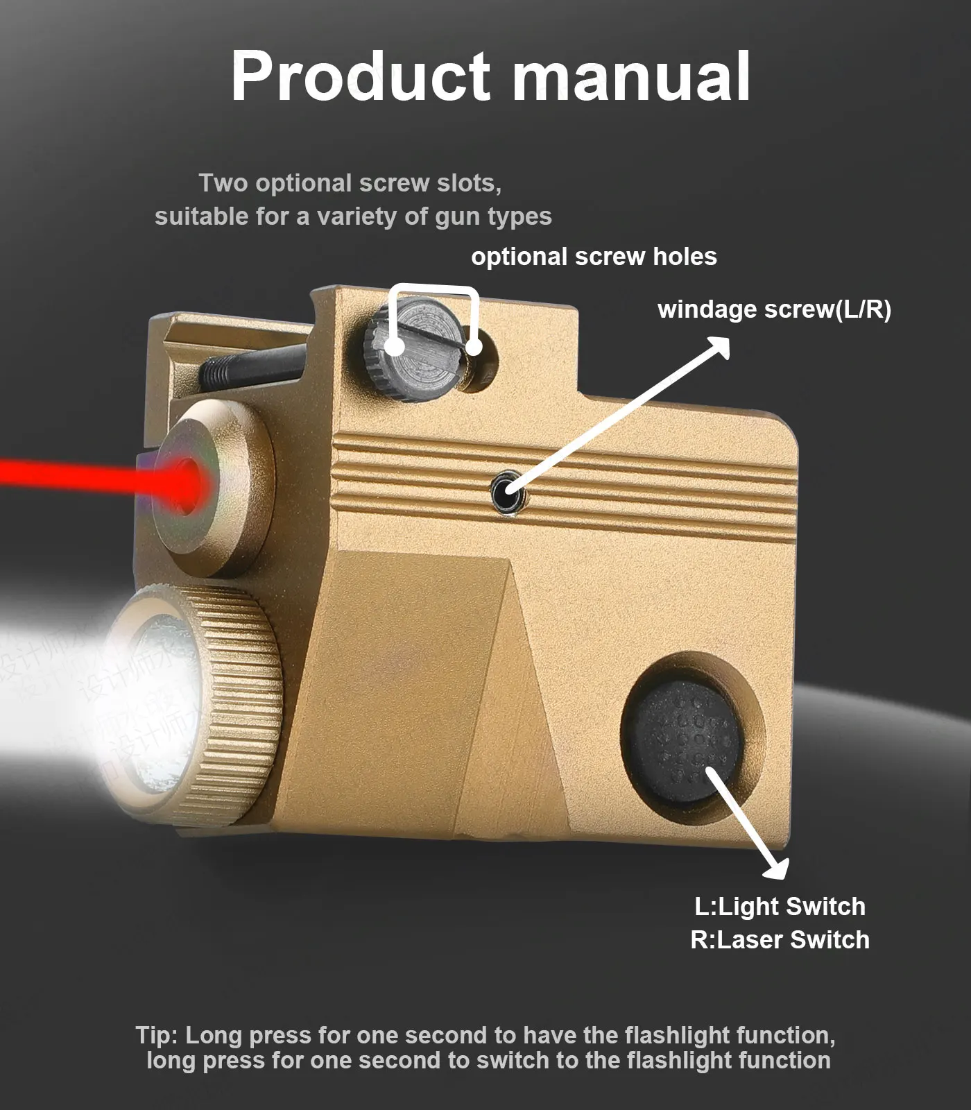 Compact Tactical Red Laser Sight Pistol Handgun Gun Rifle Optics with Picatinny Mount For Hunting