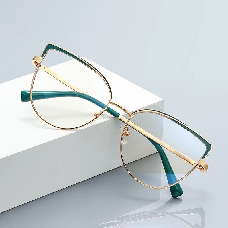 Ready stock new Arrival Spring hinge metal frame Glasses with blue light blocking lens