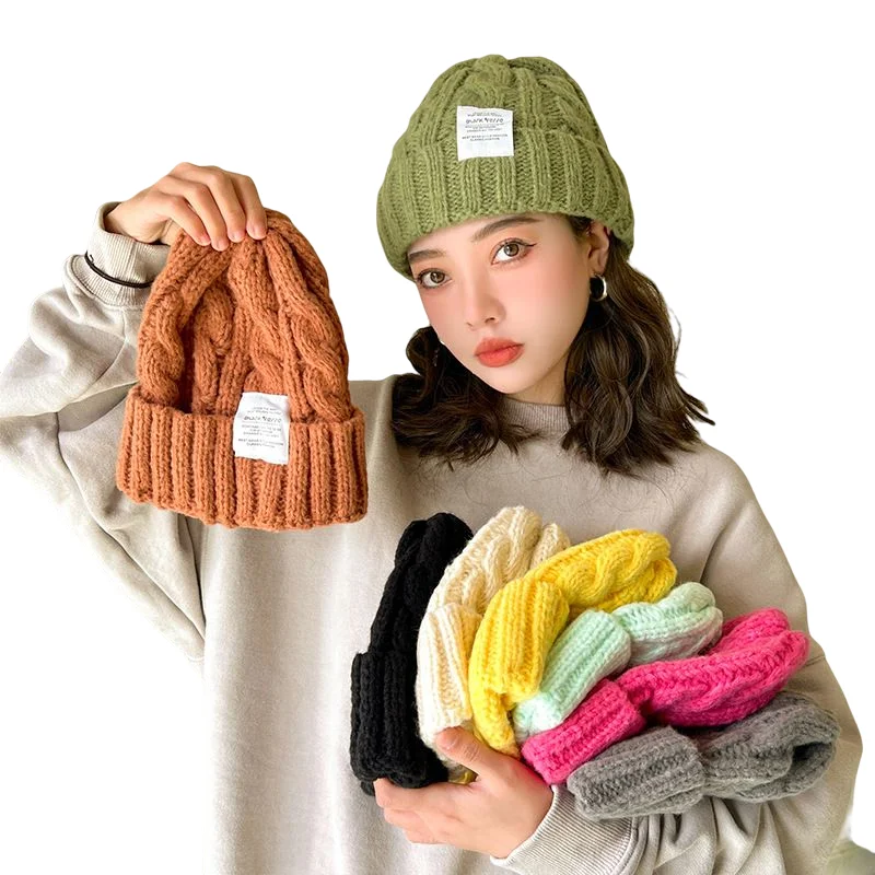 Winter Fashion Warm Knitting Wool Cap Solid Ear Protection Knitted Cap Couple Hundred Take Cold Cap