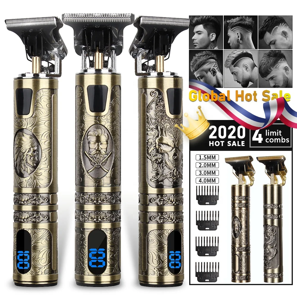 Оптовая продажа, новый парикмахерский профессиональный водонепроницаемый беспроводной мужской перезаряжаемый электрический триммер для стрижки волос, подарок на день отца