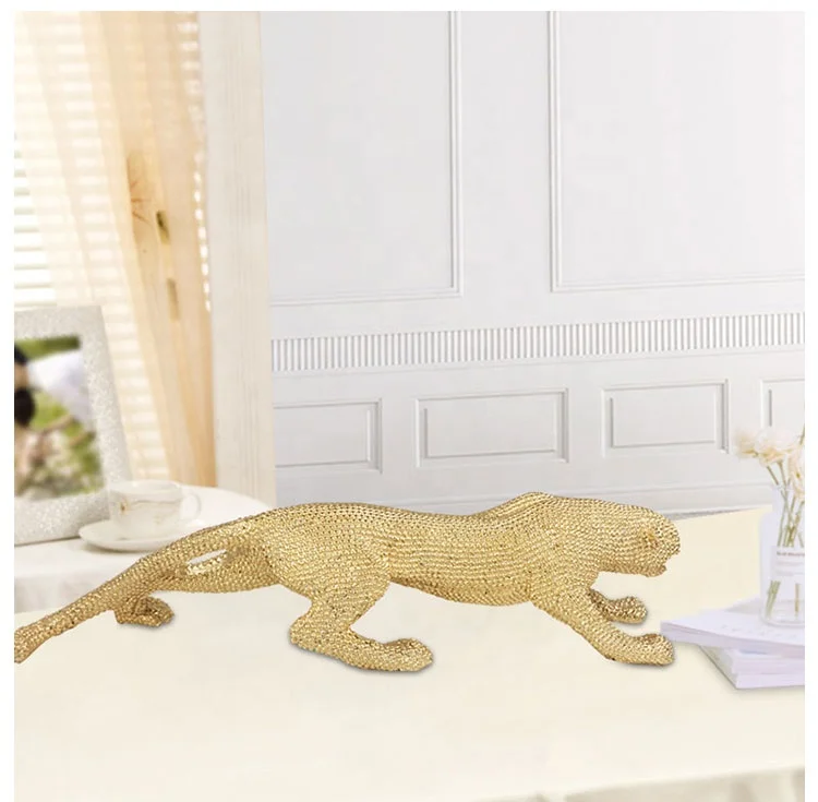  Exquisite polyresin crafts ornaments leopard resin animal statue for