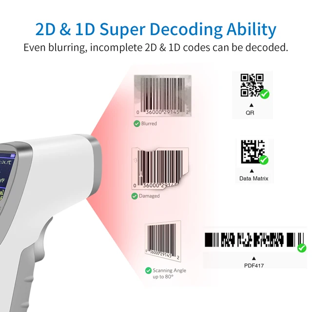  Беспроводной сканер штрих-кодов Alacrity 1D/2D/QR комбинированный для измерения
