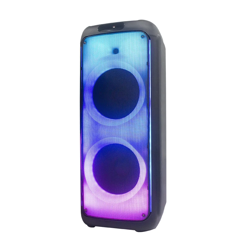 Dual 12 Inch BT Party Box Speaker With Flashing Flame Light For Karaoke