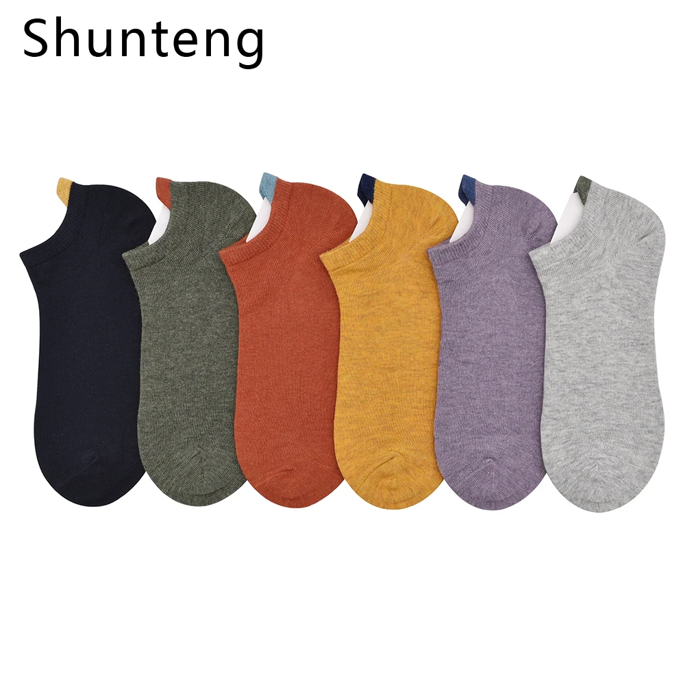 
Простые милые модные дышащие однотонные мягкие хлопковые женские носки Shunteng с низким вырезом под заказ 