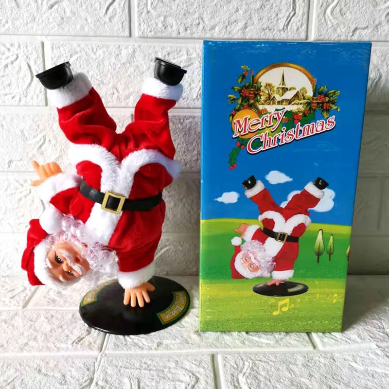 Wholesale Electric Santa Claus Rotating Decor Christmas Dolls Musical Inverted Santa Claus for Holiday Gift