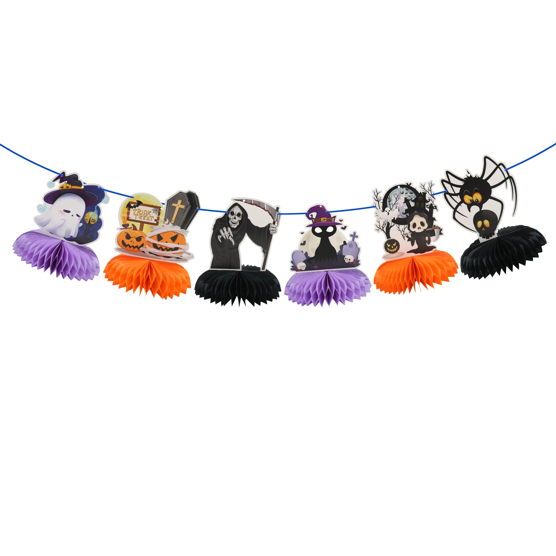 2024 Halloween Decorations Home Party Indoor DIY Desktop Holiday Honeycomb Ball Ornaments Witch Pumpkin  Halloween Skeletons