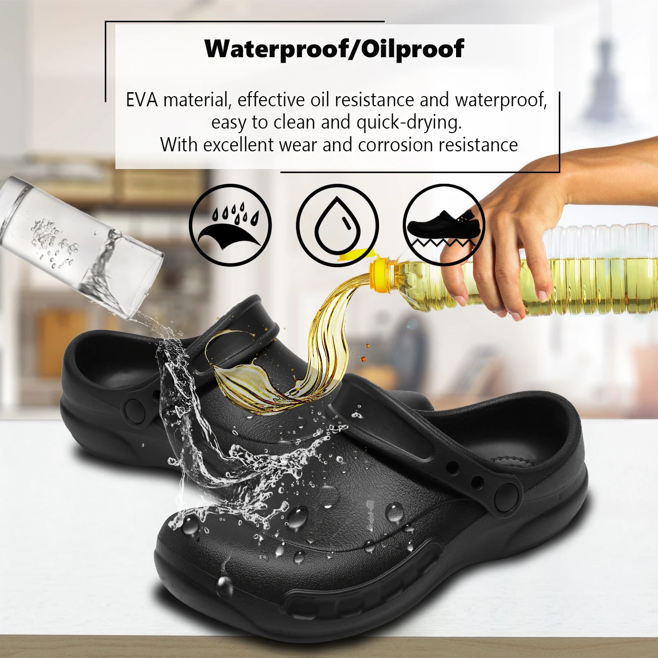 Нескользящая кухонная обувь, защитная обувь шеф-повара, водонепроницаемая Легкая летняя обувь, черные садовые сандалии 2021