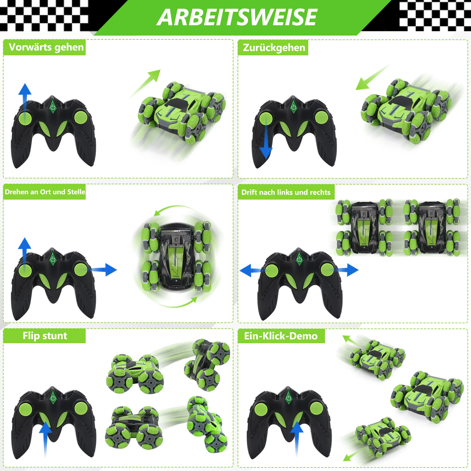 RC Car Remote Control Stunt Car 4WD Monster Truck Double Sided Rotating Tumbling 2.4GHz High Speed Rock Crawler Vehicle