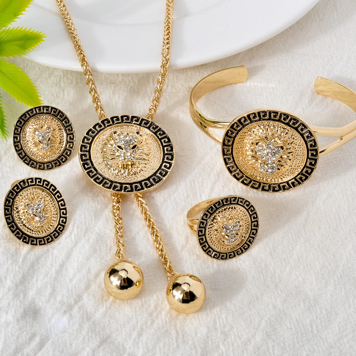 Fashion Brand jewelry Dubai 14k Gold Plated Wedding Bride jewelry Sets For Women
