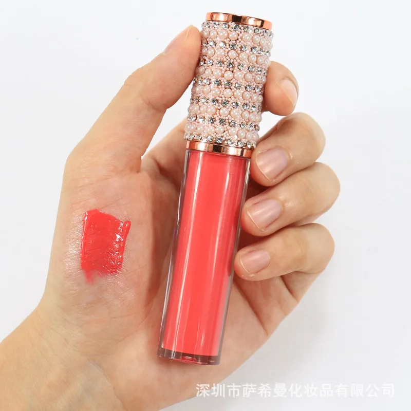 neutral color box lip gloss  custom ogo lip gloss  Lip glaze with diamonds