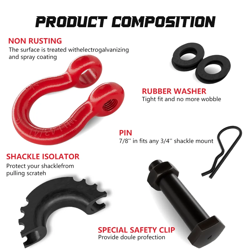 Ambull Odm Oem China Factory Drop Forged Carbon Steel G2130 Galvanized Safety Pin Bow Shackle For Lifting