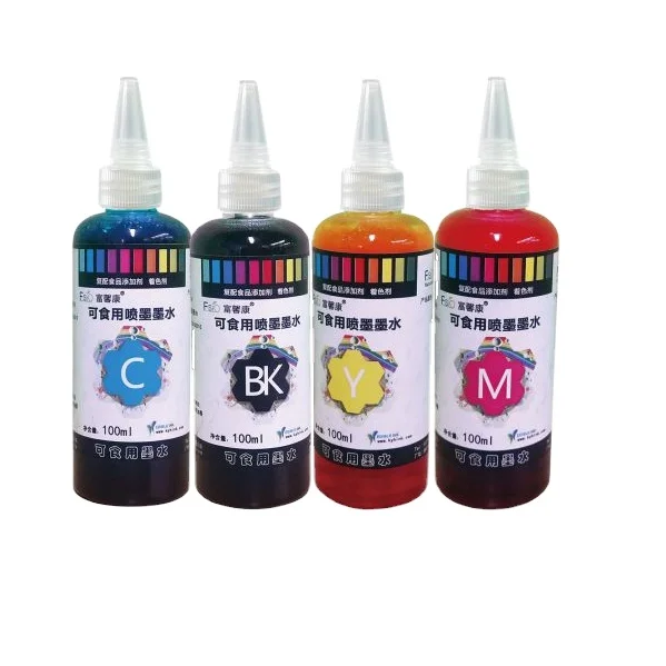 Edible inkjet ink suitable for multiple digital printing machines with bright colors and smooth ink output
