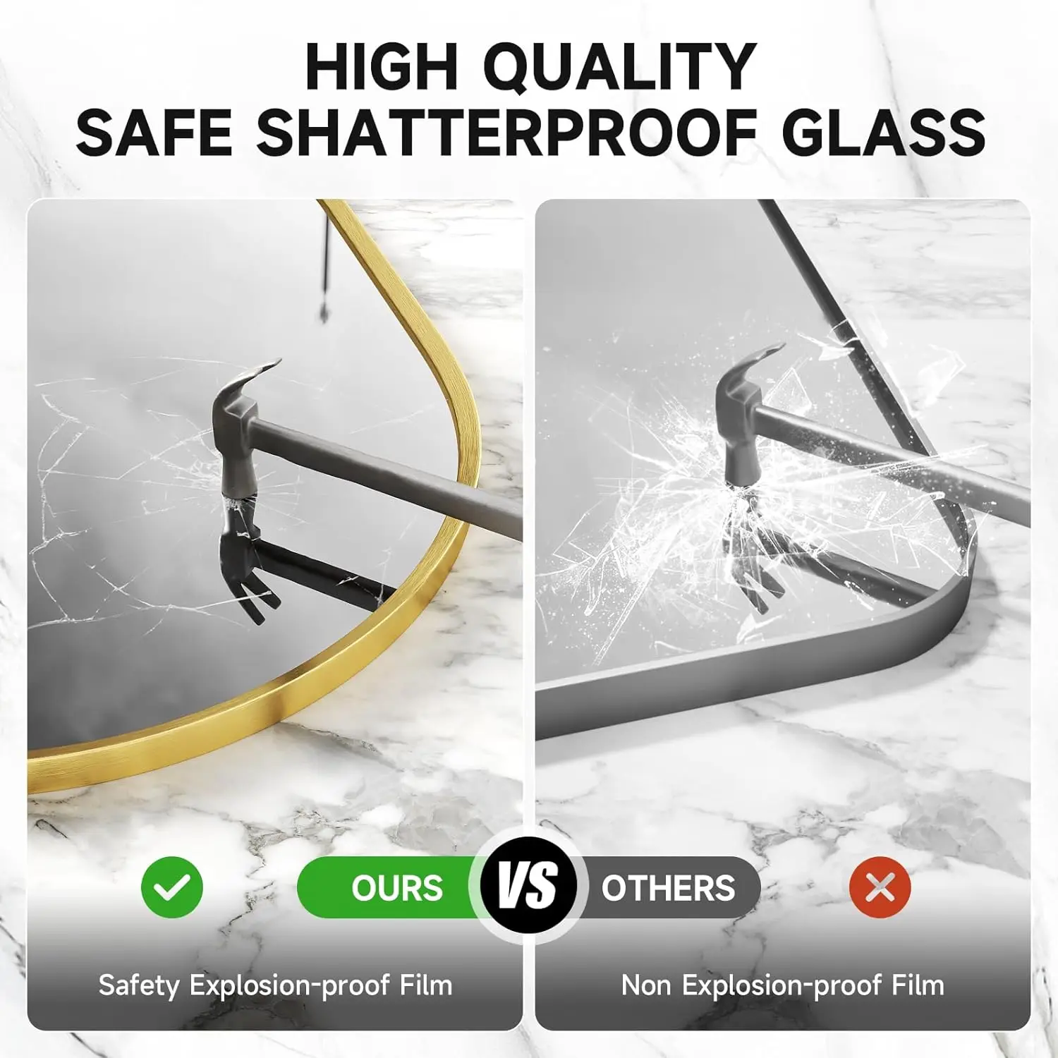 Decorative bathroom mirror oval gold metal framed mirror wall mounted vanity mirror for bathroom