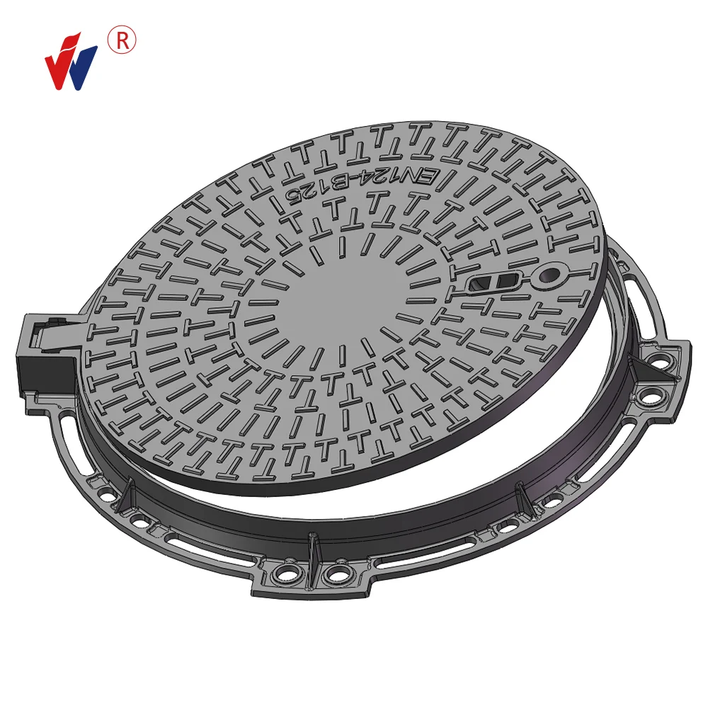 Foundry Sell EN124 C250 Sewage Cast Iron with1  hinge lock system anti theft  Valve box Manhole Cover