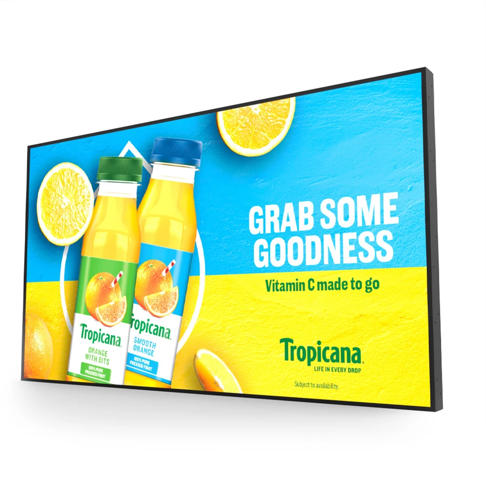 Professional Manufacture OEM  LCD Advertising Screen Indoor Advertising Screens 4k 3.5mm bezel 4k Electronic Advertising Screens