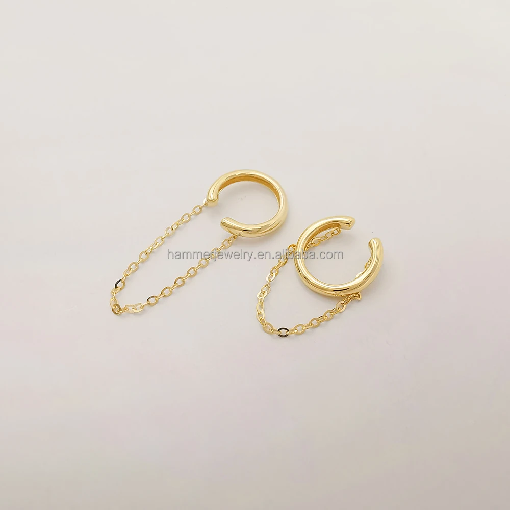 New Arrival 14k Yellow Gold Unisex  Dangling Chain Tassel Earrings Jewelry  with Trendy O Chain for Anniversary Gift