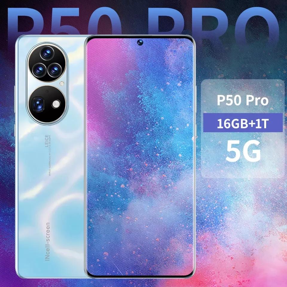 Factory price mobile phones  P50 Pro 7.3 Inch Face ID 16GB+1TB Android 12.0 Cheap Smart Phone
