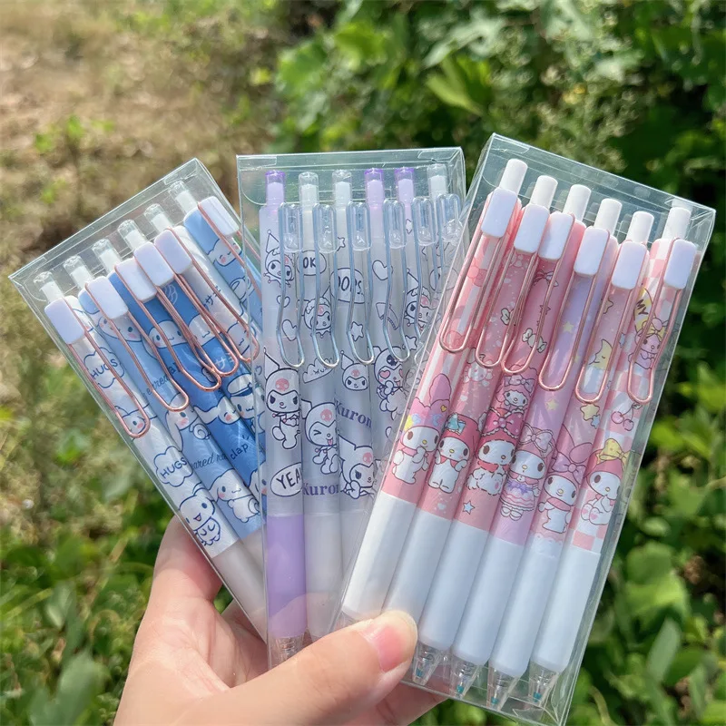 Wholesale Cute Melody Ear Dog Kuromi Duffy 0.5mm Black Gel Pens Cute Cartoon Set Signature Gel Pen Student Stationary Supplies