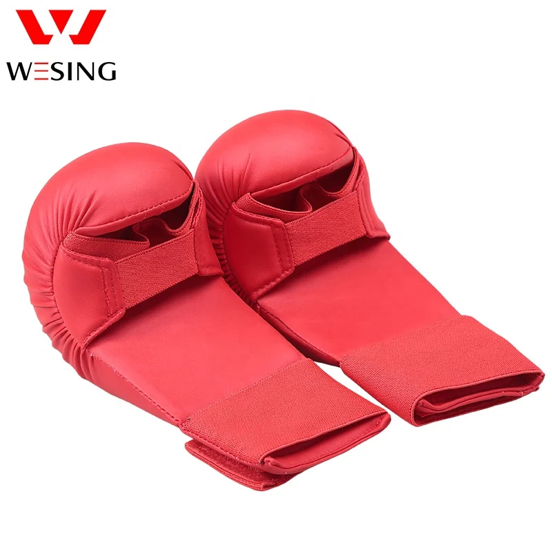 Wesing wkf karate mitts pu leather karate gloves without thumb
